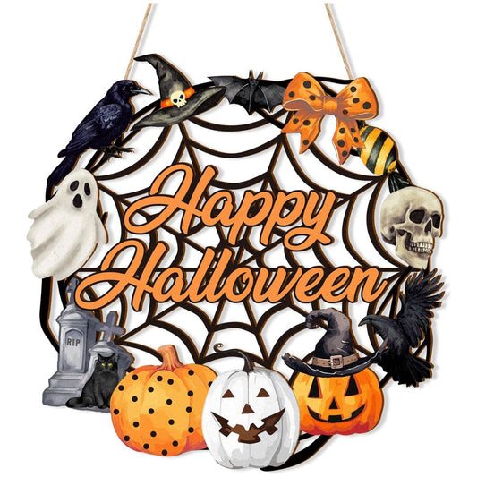 Wood Halloween Door Hangings, Unique Halloween Decor, Halloween Style Reusable Wooden Pendants,Decorative Multifunctional Hangable Festive Ornaments for Wall, Window