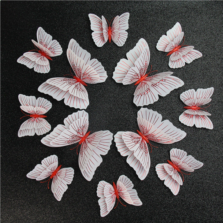 12pcs 3D Glitter Butterfly Wall Decor - Double-Layer Sparkling Butterflies for Wall Art, Shimmering Home Decor (Self-Adhesive, Dimensional Craft Butterflies)