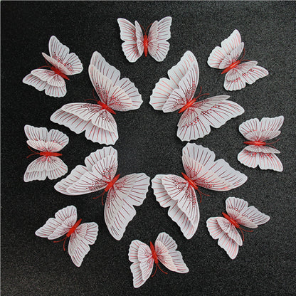 12pcs 3D Glitter Butterfly Wall Decor - Double-Layer Sparkling Butterflies for Wall Art, Shimmering Home Decor (Self-Adhesive, Dimensional Craft Butterflies)