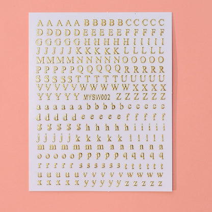 12 sheet 12-Color Fluorescent Nail Letter Stickers Set - Complete A-Z Alphabet (Upper & Lower Case) for School Nail Art Classes & Office Creativity