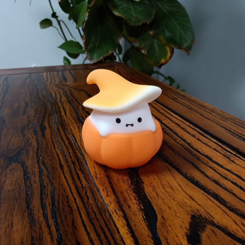 Cute Pumpkin Witch Night Light for Kids, Kawaii Halloween Hat Wizard Lamps, 3 Level Dimmable Nursery Nightlight, Rechargeable Silicone Light Up, Cute Stuff Night Light for Baby Kids Teens