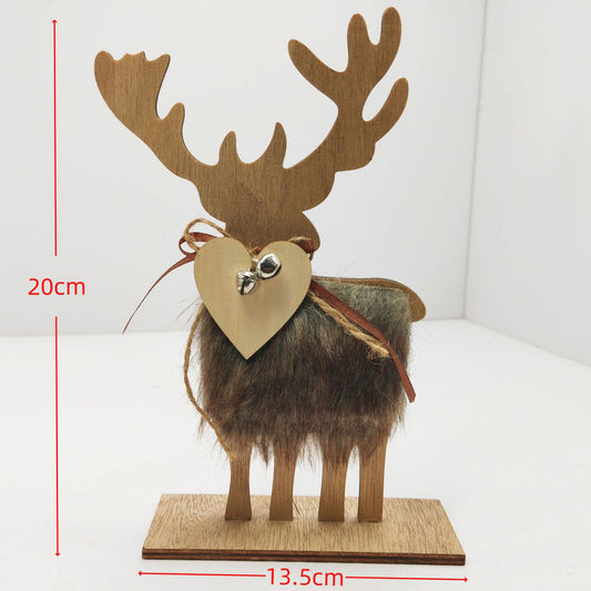 Nordic Wooden Reindeer Christmas Ornament - Handcrafted Table Centerpiece for Holiday Decor