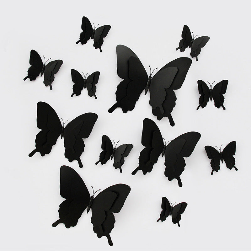 12pcs White 3D Double-Layer Butterfly Wall Decor - Elegant Wedding & Party Decoration (Realistic Dimensional Butterflies, Self-Adhesive Home Decor Stickers)