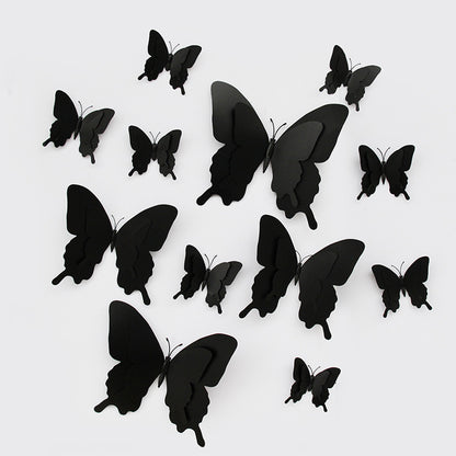 12pcs White 3D Double-Layer Butterfly Wall Decor - Elegant Wedding & Party Decoration (Realistic Dimensional Butterflies, Self-Adhesive Home Decor Stickers)