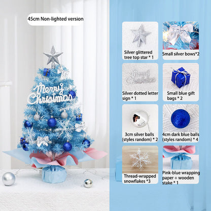 Mini Christmas Tree, 45/60cm Blue Desktop Ornament Small Tree Set, Mini Christmas Decorations