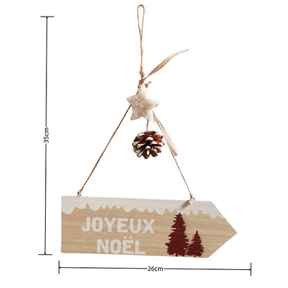 Christmas Wooden Ornaments Set – Hand-Painted "Joyeux Noël" Wooden Hanging Decor for Christmas Tree, Holiday Home Decor, Festive Gift