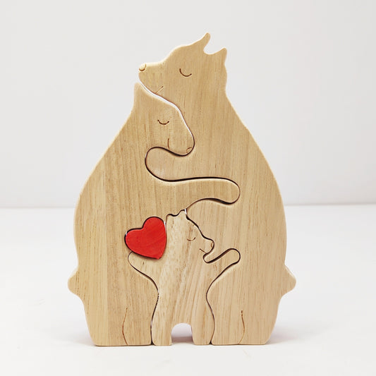 Personalized Family Name Puzzle, 4 Bears Wooden Bear Puzzle Decorative Wooden Bear Puzzle Creative Birthday Gifts for Mom Parents Home Decor Mothers Day Housewarming Gifts