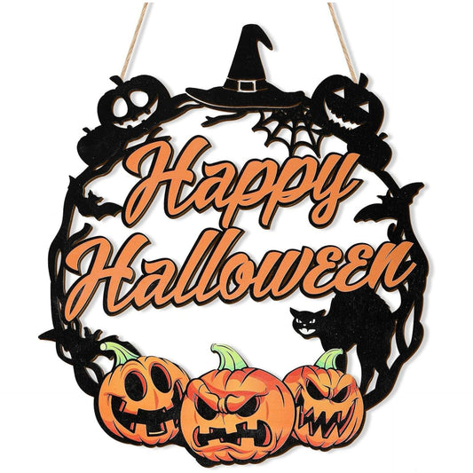 Wood Halloween Door Hangings, Unique Halloween Decor, Halloween Style Reusable Wooden Pendants,Decorative Multifunctional Hangable Festive Ornaments for Wall, Window