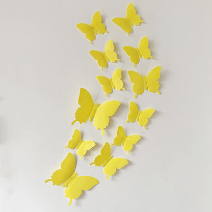 12pcs 3D Realistic Butterfly Wall Stickers - PVC Plastic Decals for DIY Home Decor (Multi-Surface Fridge Magnets, Creative Removable Decoration)