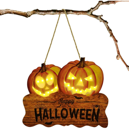 Happy Halloween Front Door Sign Wooden Hanging Decoration Pumpkin Wreath Wall Hanging Sign Garden Party Decor Fall Room Decor Indoor Halloween Decorations Autumn Door Decor