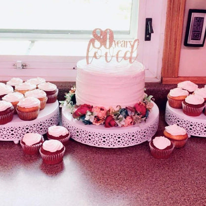 Set of 3 Cake Stand, Dessert Display Cupcake Stands, Round Metal Cake Stands, Cupcake Pastry Candy Display Plate for Wedding, Event, Birthday Party