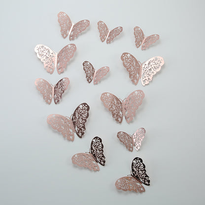 3D Gold Butterfly Wall Decals - Elegant Metallic Home Decor for Living Room & DIY Interior Design (Realistic Dimensional Stickers)
