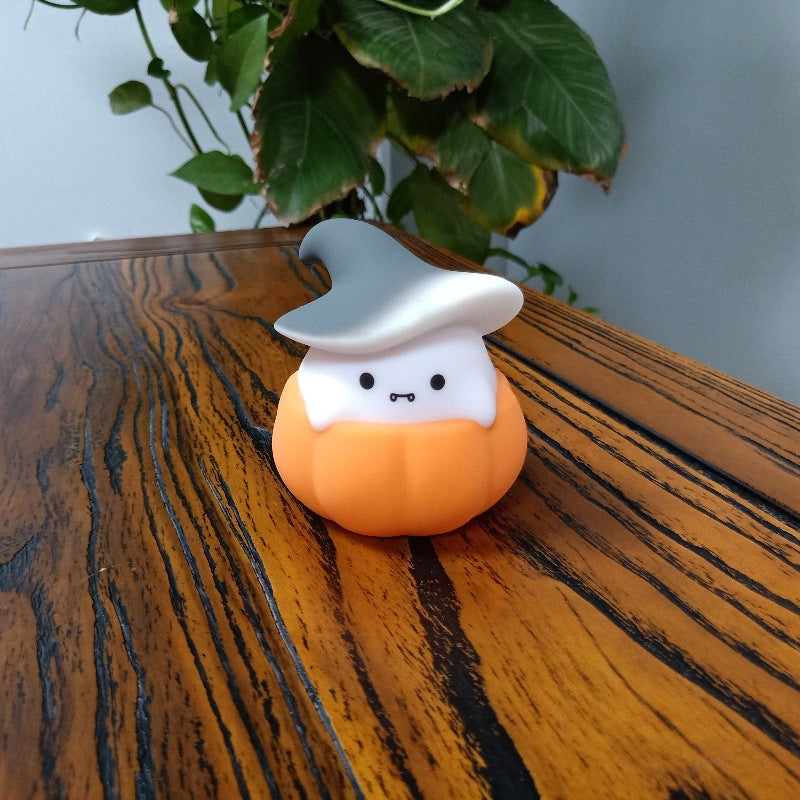 Cute Pumpkin Witch Night Light for Kids, Kawaii Halloween Hat Wizard Lamps, 3 Level Dimmable Nursery Nightlight, Rechargeable Silicone Light Up, Cute Stuff Night Light for Baby Kids Teens