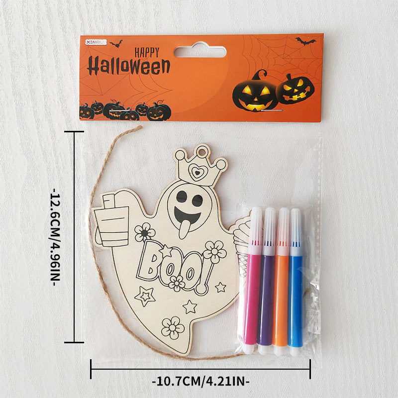 Halloween Crafts for Kids,20 Pieces Halloween Wooden Ornaments Hanging Crafts Wooden Slices for Halloween Decoration DIY Supplies