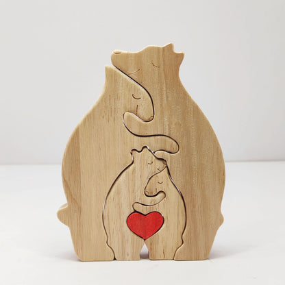 Personalized Family Name Puzzle, 4 Bears Wooden Bear Puzzle Decorative Wooden Bear Puzzle Creative Birthday Gifts for Mom Parents Home Decor Mothers Day Housewarming Gifts