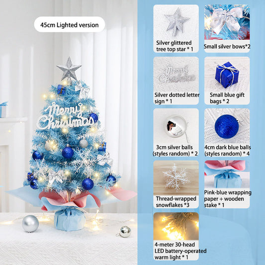 Mini Christmas Tree, 45/60cm Blue Desktop Ornament Small Tree Set, Mini Christmas Decorations