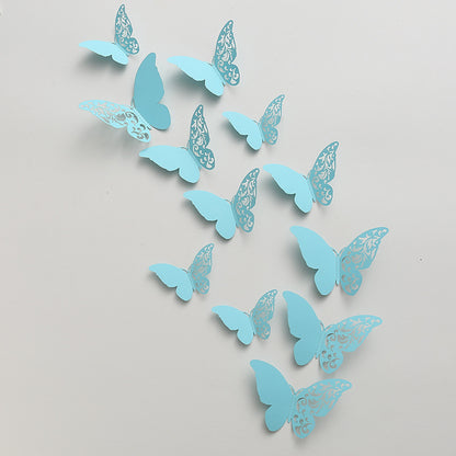 12pcs 3D Pearl-Embossed Butterfly Wall Decals - Elegant Hollow-Out Design for Wedding/Party Decor, Bedroom & Living Room Wall Art (Self-Adhesive, Reusable, Luxury Home Decor)