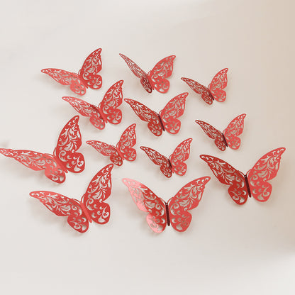 Black 3D Hollow-Out Butterfly Wall Stickers - Bulk Pack for Living Room Decor, Wedding & Holiday Party Decoration
