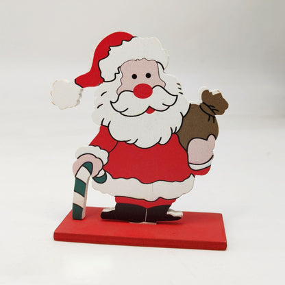 Festive Santa- - Xmas Christmas Tree Snowflake Wood Crafts Xmas Ornaments Display Props Wood Ornaments