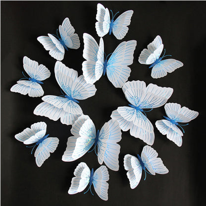 12pcs 3D Glitter Butterfly Wall Decor - Double-Layer Sparkling Butterflies for Wall Art, Shimmering Home Decor (Self-Adhesive, Dimensional Craft Butterflies)