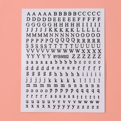 12 sheet 12-Color Fluorescent Nail Letter Stickers Set - Complete A-Z Alphabet (Upper & Lower Case) for School Nail Art Classes & Office Creativity
