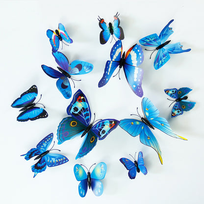 12-Piece 3D Realistic Butterfly Wall Stickers Set - Single Layer Design for Living Rooms, Kids' Rooms & Kindergarten Creative Wall Decor