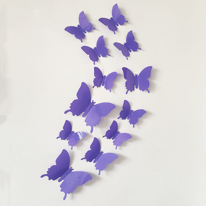 12pcs 3D Realistic Butterfly Wall Stickers - PVC Plastic Decals for DIY Home Decor (Multi-Surface Fridge Magnets, Creative Removable Decoration)