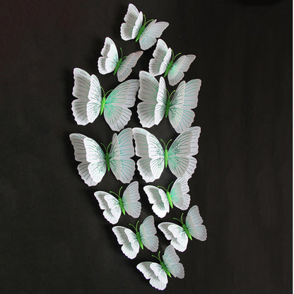 12pcs 3D Glitter Butterfly Wall Decor - Double-Layer Sparkling Butterflies for Wall Art, Shimmering Home Decor (Self-Adhesive, Dimensional Craft Butterflies)