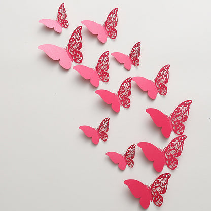 12pcs 3D Pearl-Embossed Butterfly Wall Decals - Elegant Hollow-Out Design for Wedding/Party Decor, Bedroom & Living Room Wall Art (Self-Adhesive, Reusable, Luxury Home Decor)