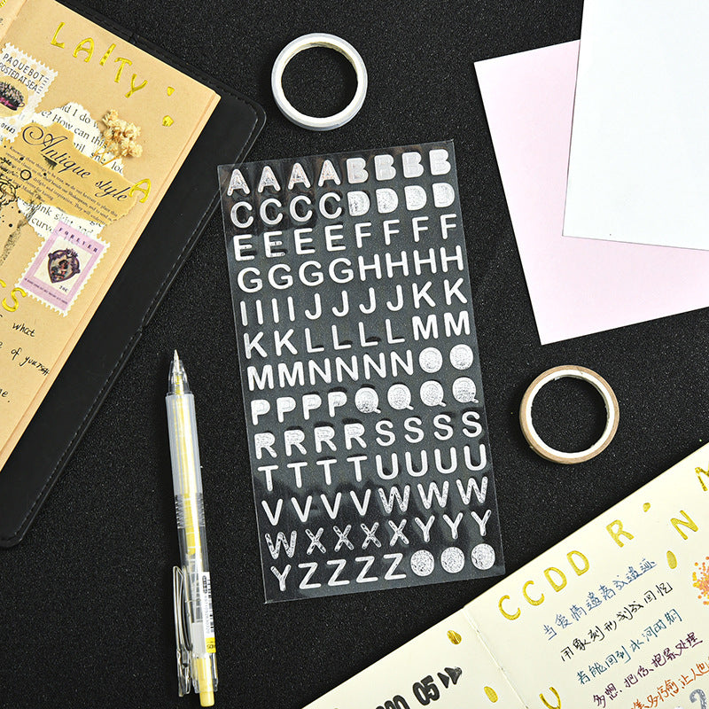 1 sheet Glitter Gold Letter Stickers - Asymmetric Doodle Designs for Scrapbooking, Journals & DIY Crafts (Self-Adhesive, Single/Reusable on Wood/Walls)
