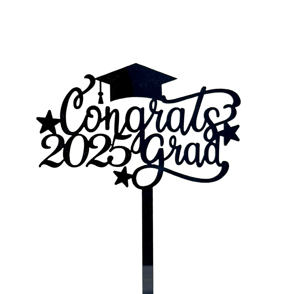 Graduation Cake Toppers Black Gold Acrylic GRAD 2025 Design Table Centerpiece Sticks for Party Cake Decorations Supplies