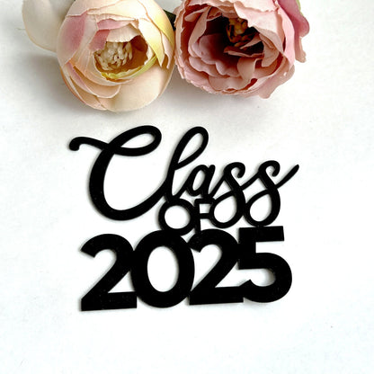 Congrats Grad 2025 Cake Topper, Glitter Graduation Party Decorations for High School College Graduates, Black and Gold