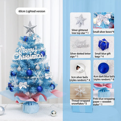 Mini Christmas Tree, 45/60cm Blue Desktop Ornament Small Tree Set, Mini Christmas Decorations