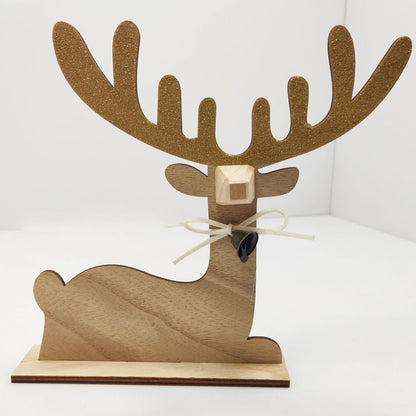 Nordic Wooden Reindeer Christmas Ornament - Handcrafted Table Centerpiece for Holiday Decor