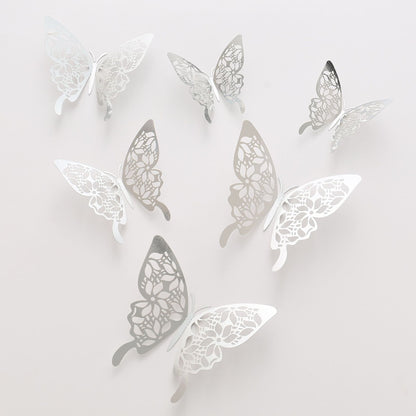 3D Realistic Butterfly Wall Stickers - Hollow-Out Decals for Living Room Decor, Holiday Party Decorations (Self-Adhesive, Cartoon Style Creative Wall Art)