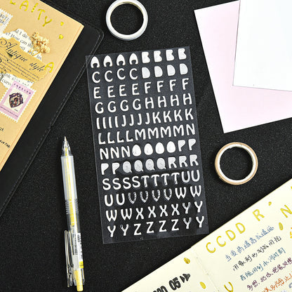 1 sheet Glitter Gold Letter Stickers - Asymmetric Doodle Designs for Scrapbooking, Journals & DIY Crafts (Self-Adhesive, Single/Reusable on Wood/Walls)