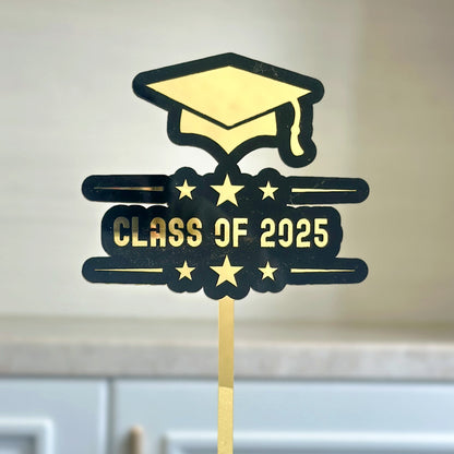 Graduation Cupcake Toppers 2025 Gold, Glitter Class of 2025 Cupcake Toppers Party Decor,2025 Congrats Grad Cap Cupcake Picks Toppers Graduation Party Decorations Supplies Gold and Black