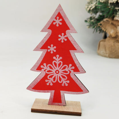 Festive Santa- - Xmas Christmas Tree Snowflake Wood Crafts Xmas Ornaments Display Props Wood Ornaments