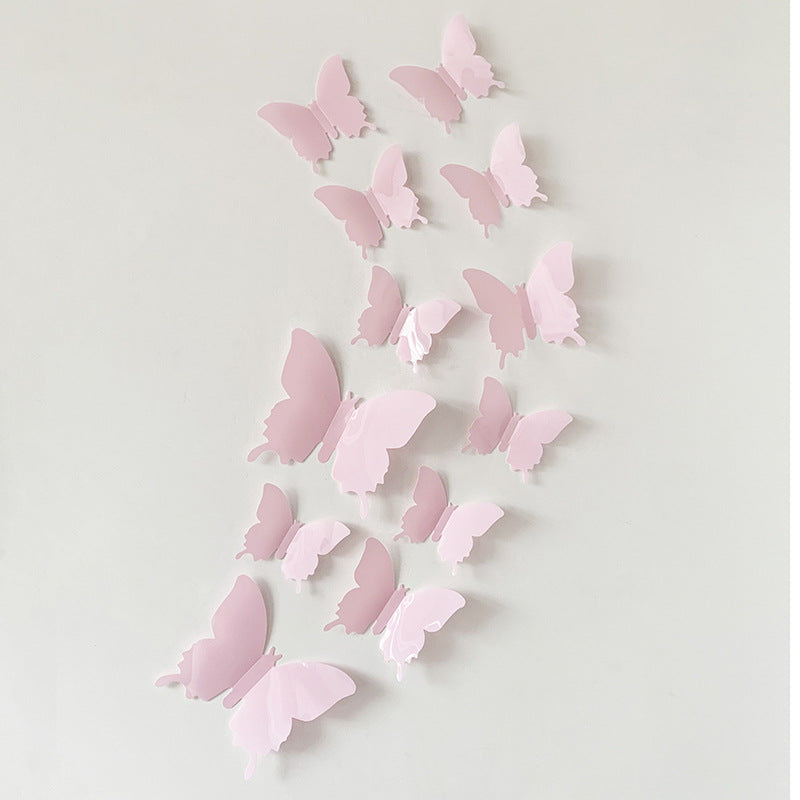 12pcs 3D Realistic Butterfly Wall Stickers - PVC Plastic Decals for DIY Home Decor (Multi-Surface Fridge Magnets, Creative Removable Decoration)