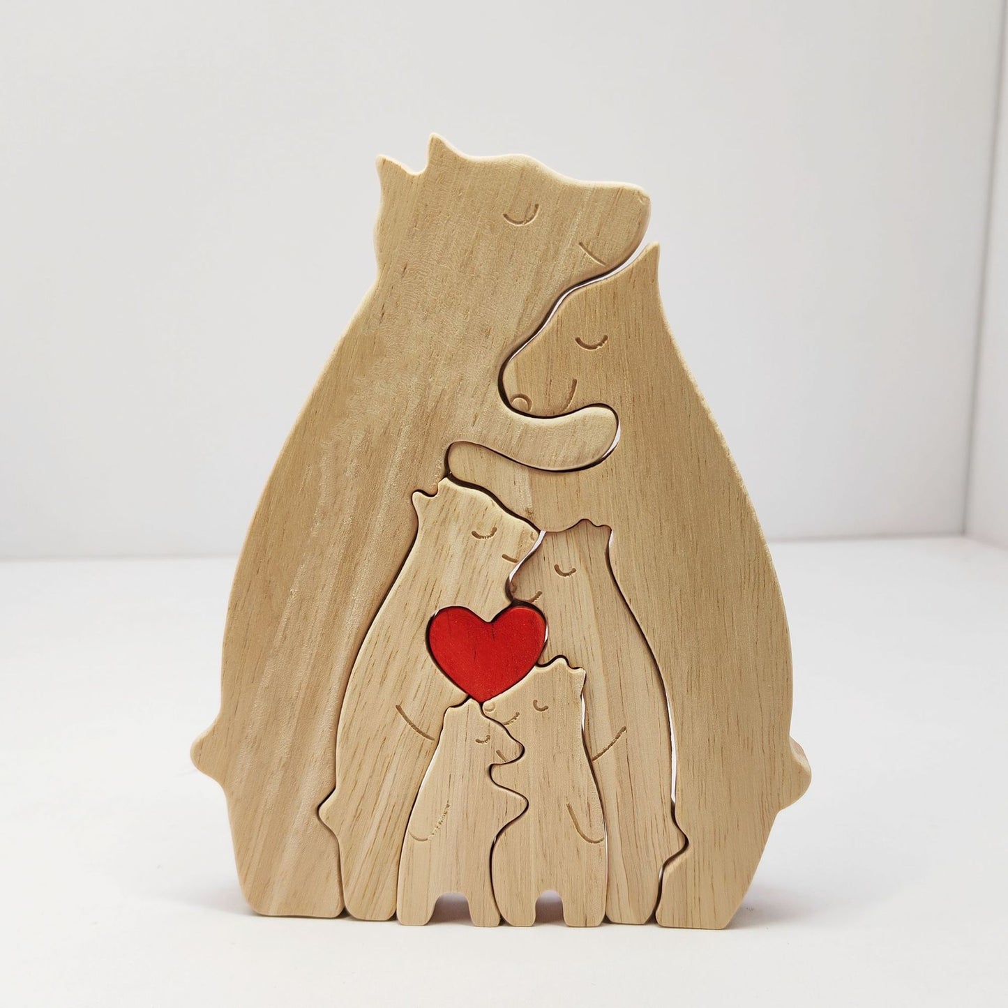 Personalized Family Name Puzzle, 4 Bears Wooden Bear Puzzle Decorative Wooden Bear Puzzle Creative Birthday Gifts for Mom Parents Home Decor Mothers Day Housewarming Gifts