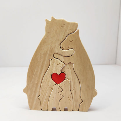 Personalized Family Name Puzzle, 4 Bears Wooden Bear Puzzle Decorative Wooden Bear Puzzle Creative Birthday Gifts for Mom Parents Home Decor Mothers Day Housewarming Gifts