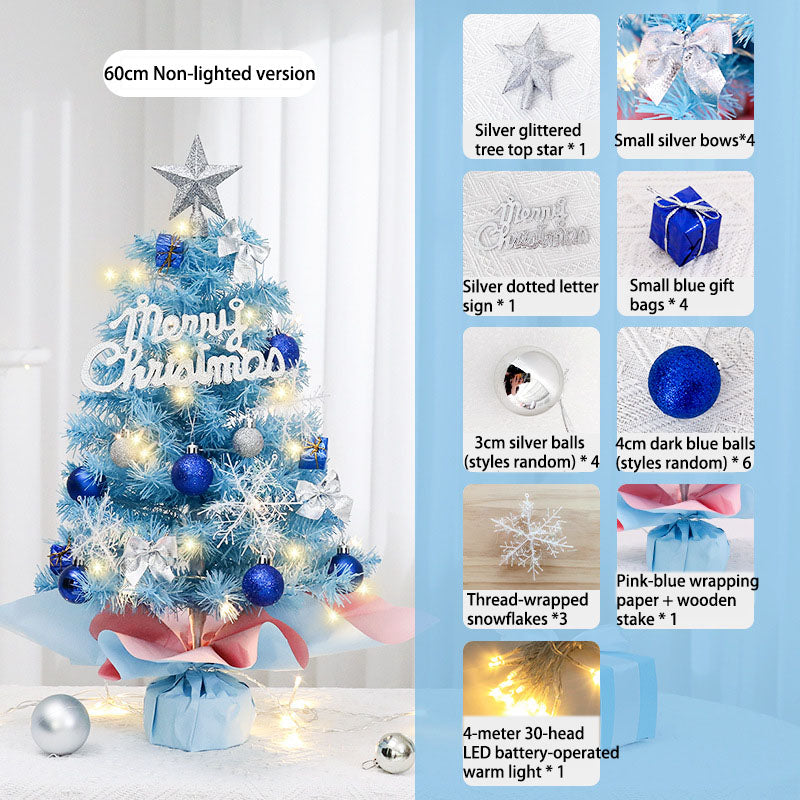 Mini Christmas Tree, 45/60cm Blue Desktop Ornament Small Tree Set, Mini Christmas Decorations