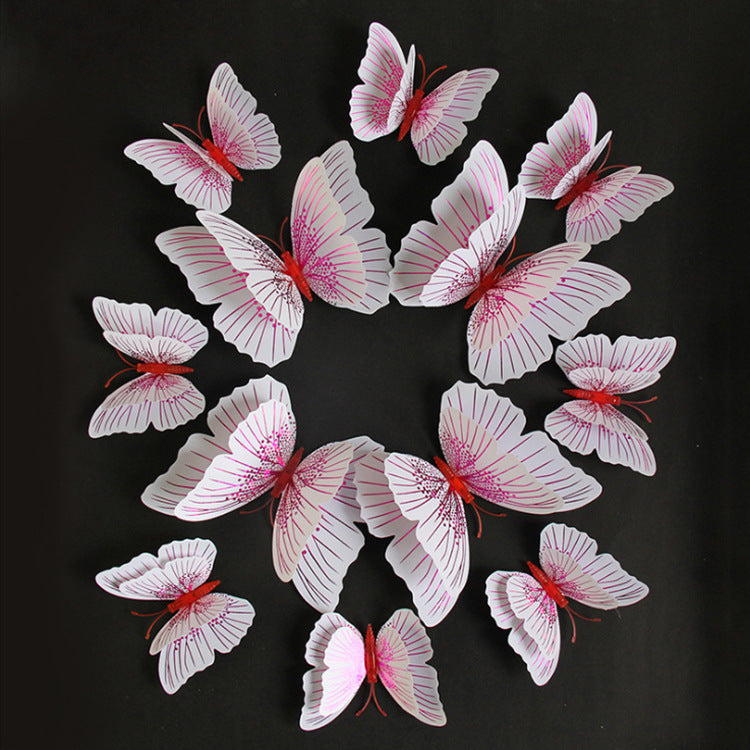12pcs 3D Glitter Butterfly Wall Decor - Double-Layer Sparkling Butterflies for Wall Art, Shimmering Home Decor (Self-Adhesive, Dimensional Craft Butterflies)
