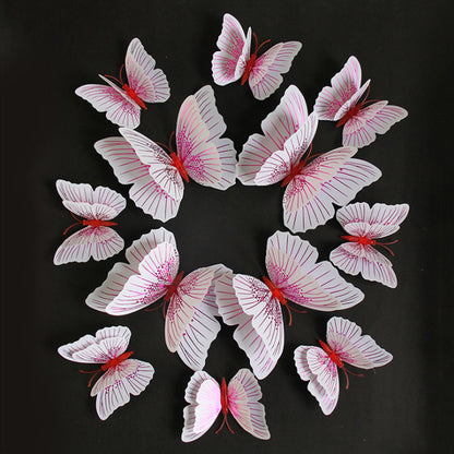12pcs 3D Glitter Butterfly Wall Decor - Double-Layer Sparkling Butterflies for Wall Art, Shimmering Home Decor (Self-Adhesive, Dimensional Craft Butterflies)