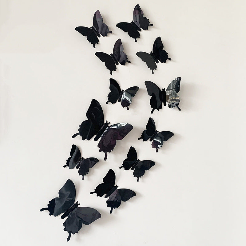 12pcs 3D Realistic Butterfly Wall Stickers - PVC Plastic Decals for DIY Home Decor (Multi-Surface Fridge Magnets, Creative Removable Decoration)