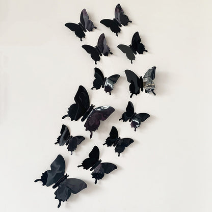 12pcs 3D Realistic Butterfly Wall Stickers - PVC Plastic Decals for DIY Home Decor (Multi-Surface Fridge Magnets, Creative Removable Decoration)