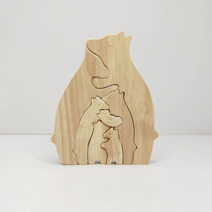 Personalized Family Name Puzzle, 4 Bears Wooden Bear Puzzle Decorative Wooden Bear Puzzle Creative Birthday Gifts for Mom Parents Home Decor Mothers Day Housewarming Gifts