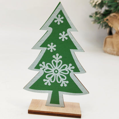Festive Santa- - Xmas Christmas Tree Snowflake Wood Crafts Xmas Ornaments Display Props Wood Ornaments