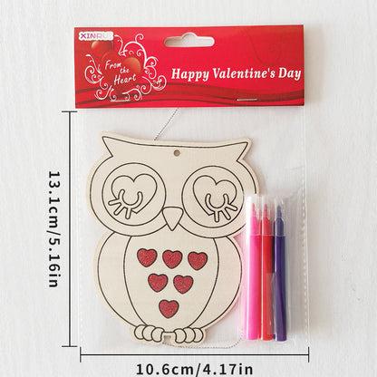 Valentine's Day Wooden Slices,36pcs Heart Cupid Unfinished Wood Cutout Slice Hanging Ornament with Jute Twine and Colored Pen for DIY Craft Supply