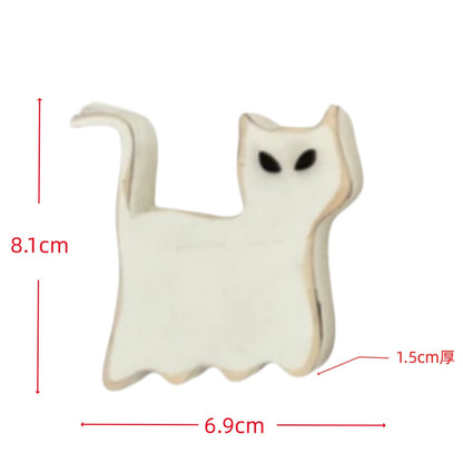 Wooden Ghost Standalone Tabletop Decor - Halloween Creative Home Decoration, Spooky Festival Display Piece"
